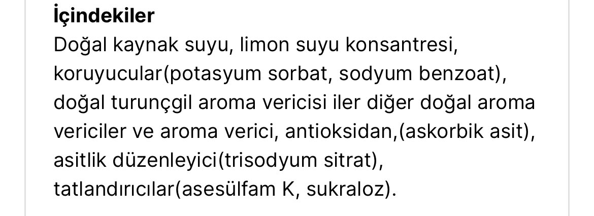Devam ediyorum. 
-Hazır meyve suları yapay aroma vericiler, glukoz şurubu, koruyucu gibi maddeler içerir. %100 meyve suyu yazan ürünlerde bile ek kimyasallar oluyor. Bazı markalarda ise yok. Etiket okumak şart.
- Su içemiyorsanız içine kendiniz meyve atın. Aromalı sular zehirdir.
