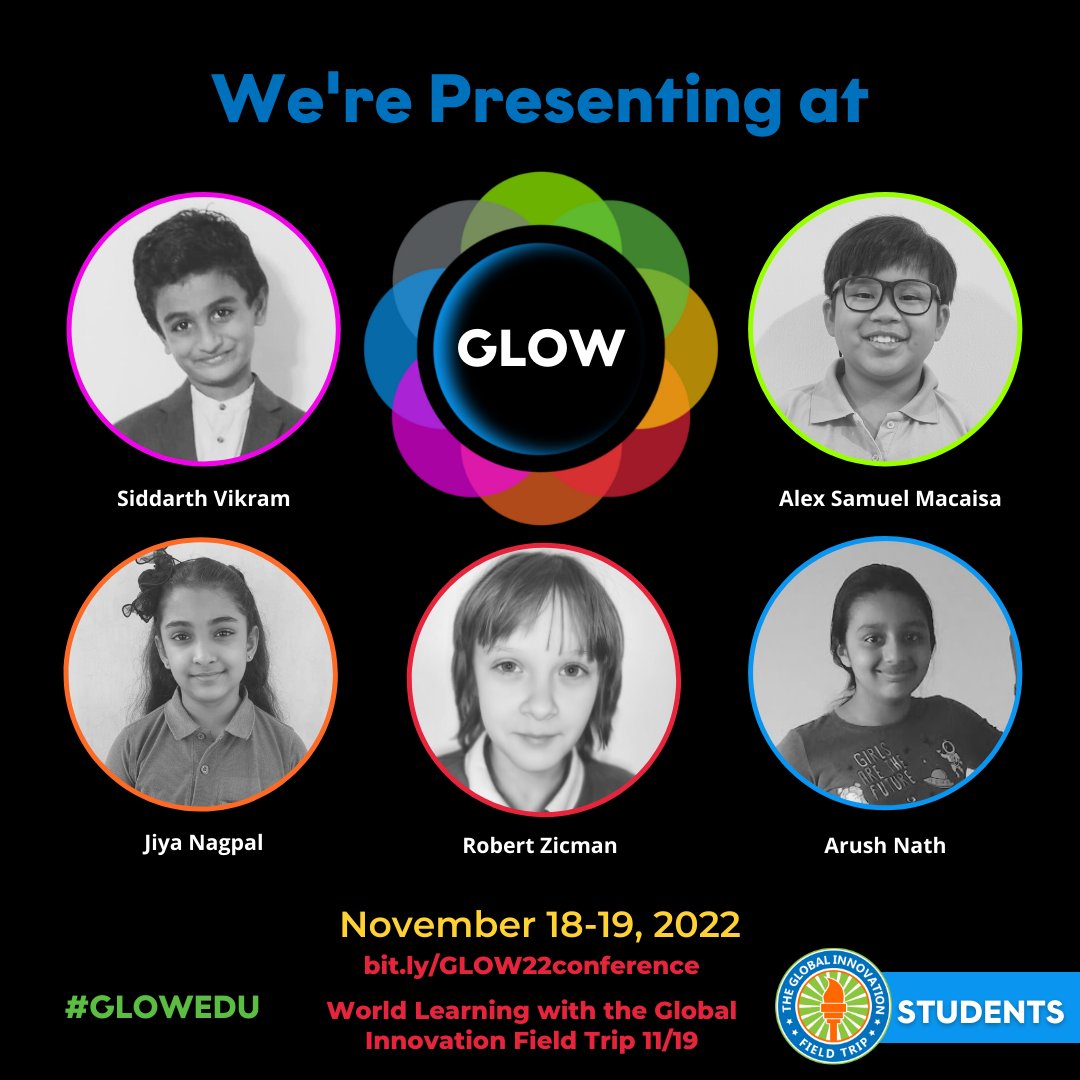 U2CanInnovate's tweet photo. Look for the World Learning through the Global Innovation Field Trip Keynote Presentation at The GLOW Conference - November 19 at 10AM Eastern (New York/EST).
https://t.co/6ME8JHbVVI
#GLOW22
#YoungInnovatorsROCK
#GlobalInnovationFieldTrip
#WorldLearning https://t.co/X5eXg8i70D