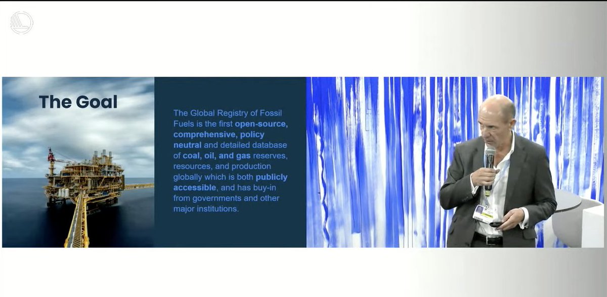 FossilRegistry's tweet photo. Live from #COP27 from @Nordenen - Richard Folland is presenting on the aims &amp; applications of the Global Registry🔎 of #FossilFuels production &amp; reserves &amp; how it can be used to hold Govts accountable https://t.co/jUmy52NzwB https://t.co/eSv0kHiXeW