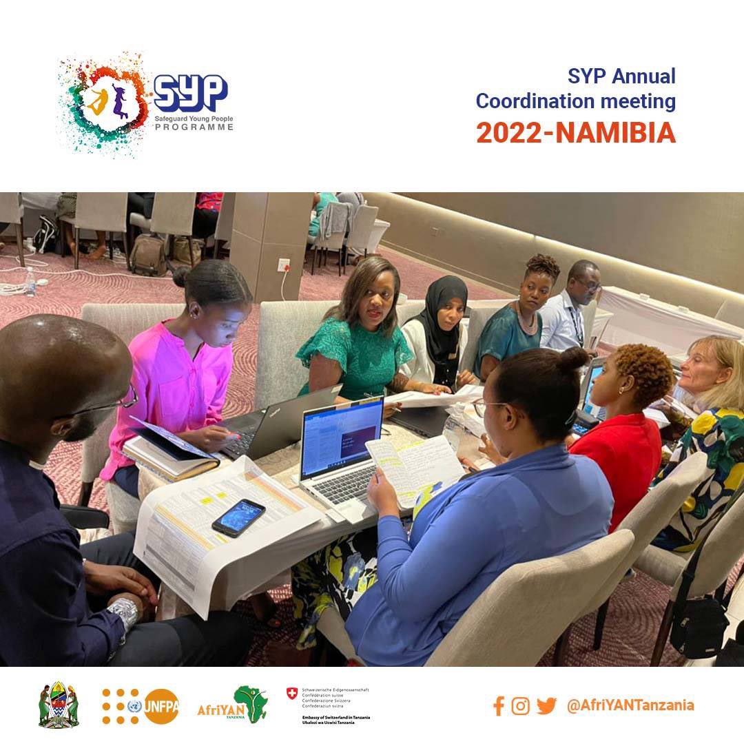 AfriYANTanzania's tweet photo. 📍Windhoek,Namibia |15-17 November 2022
Tanzania Delegation Participating in the Safeguard Young People Project- Regional Annual Coordination Meeting.
#PutYoungPeopleFirst
#SYP
#8BillionPossibilities #SwissEmbassyTz https://t.co/TswHXX9VXK