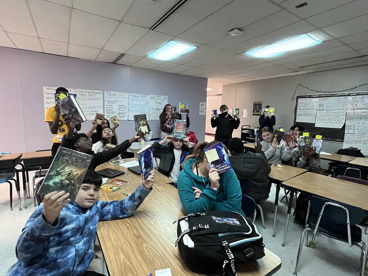 So excited to have Nola &amp; Brandie from <a href="/columbuslibrary/">Columbus Library</a> Southeast branch back to do book talks with my students! <a href="/GMMSSouth/">Middle School South</a>