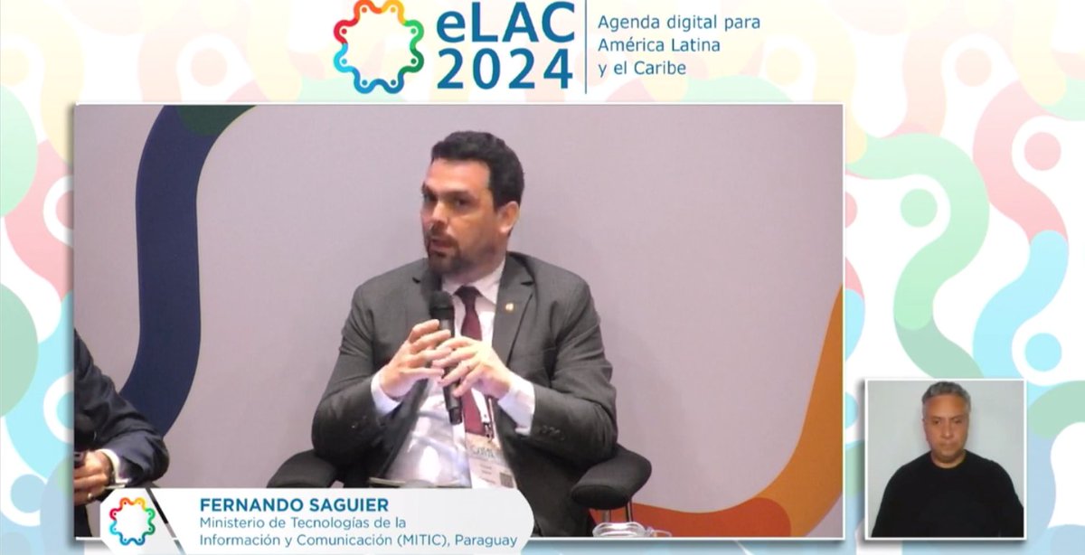 cepal_onu's tweet image. En el #Paraguay tenemos plena consciencia, la sociedad en general y la clase política, de la necesidad de invertir en la agenda digital, en el desarrollo tecnológico del país, en acercar las comunidades más alejadas: @fersaguier, Ministro @miticpy 🇵🇾, en Conferencia #eLAC2024.