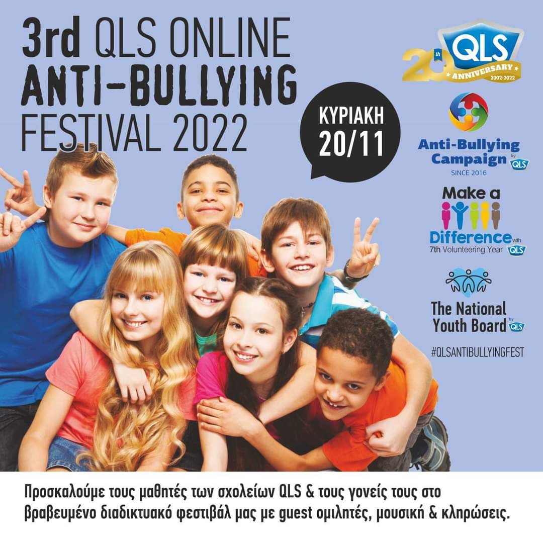 qlsnetwork's tweet photo. Our award-winning Online Anti-Bullying Festival is back on 20/11 feat. acclaimed #humanitarian @AnnaMcGovernUK 🇬🇧, Child Protection Initiative #AXEPT 🇬🇷 & Singer-Songwriter #RoseyBlue 🇬🇷 of @InnerEarRecords! #QLSAntiBullyingFest #AntiBullyingWeek #edutwitter #antibullying #bully https://t.co/jHpGl0QBAl
