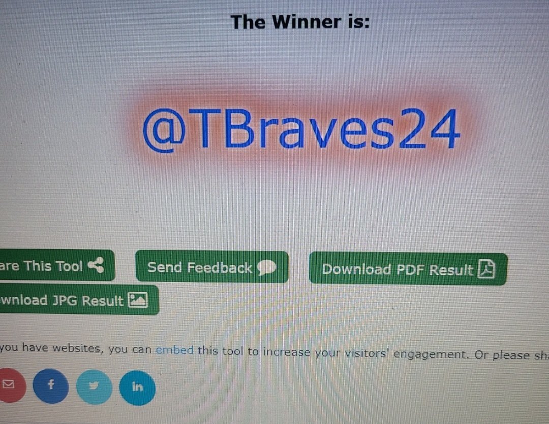 Jokool12's tweet photo. And we have a winner! Congrats @TBraves24, and thank you to everyone who participated in @PhilanthroBees fundraiser for @RasonJalph this year. If you didn't see Mel's post we raised over $1,000!!! YOU GUYS ARE AWESOME! https://t.co/aTBOpb7quB