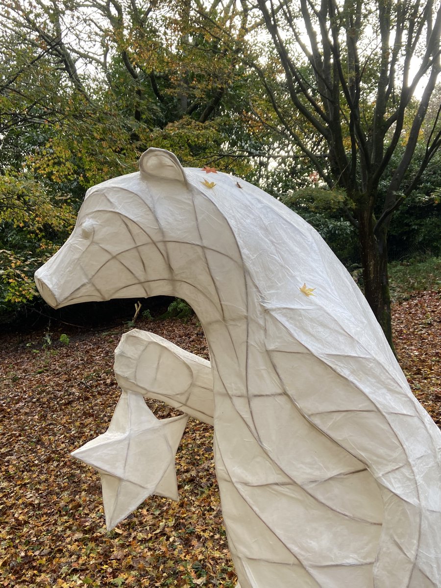 TLHlanterns's tweet photo. Harriet the bear, spent yesterday finding a good place to stand at  #leonardsleeilluminated to entertain people on the trail - opens on the 24th Nov. https://t.co/xxolj67SD8