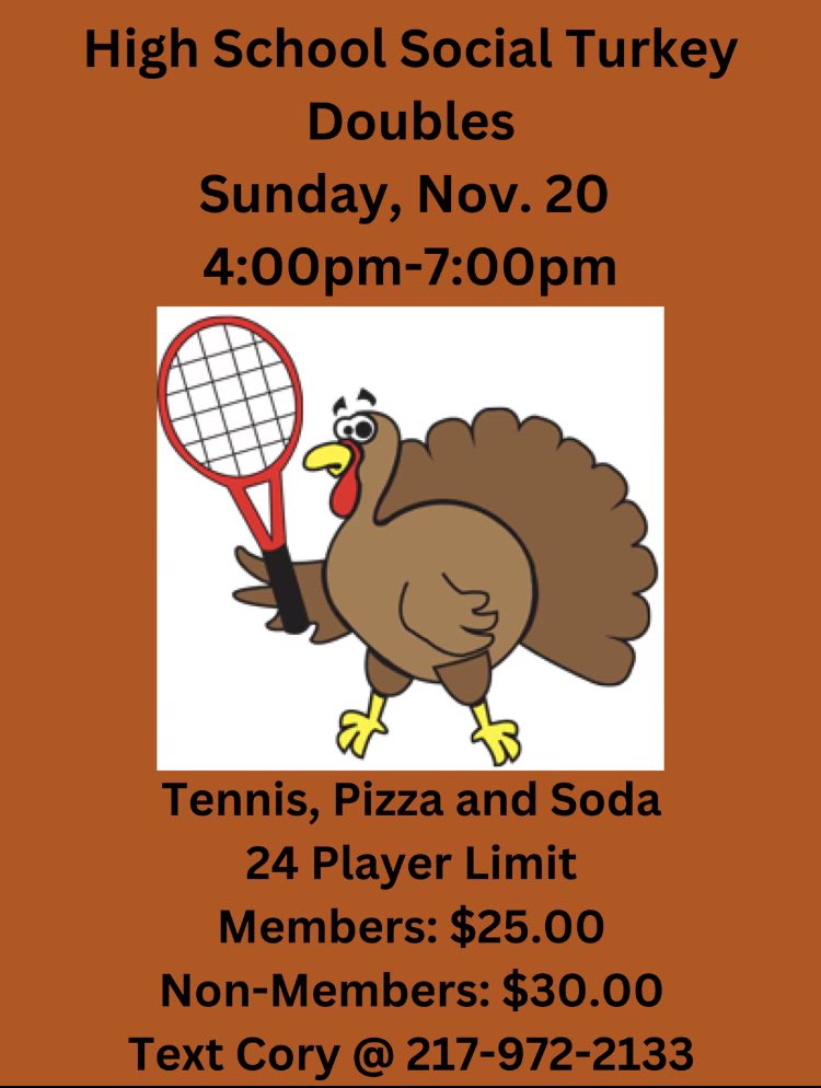 The Decatur Athletic Club is hosting an evening of tennis this Sunday, November 20th. This is a great way to get some off season play in!