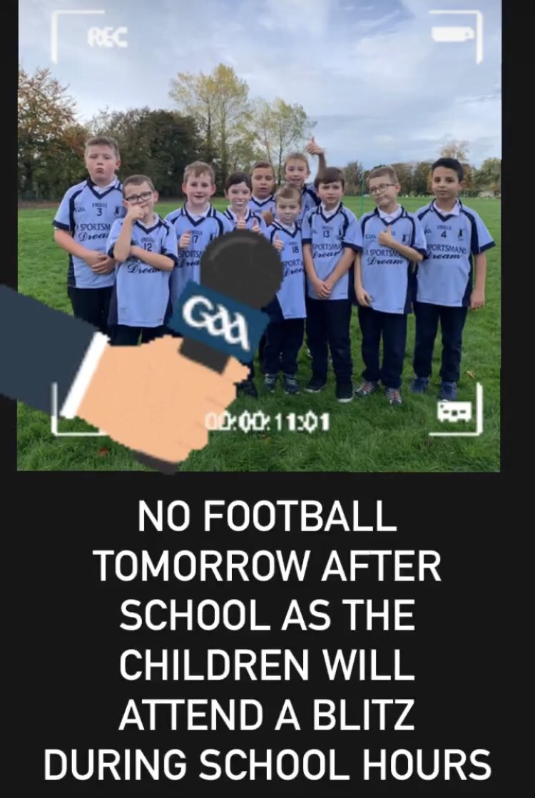 No after school football tomorrow as the children will play a blitz during school hours #nenagh #eireog #football #gaa #schooltraining