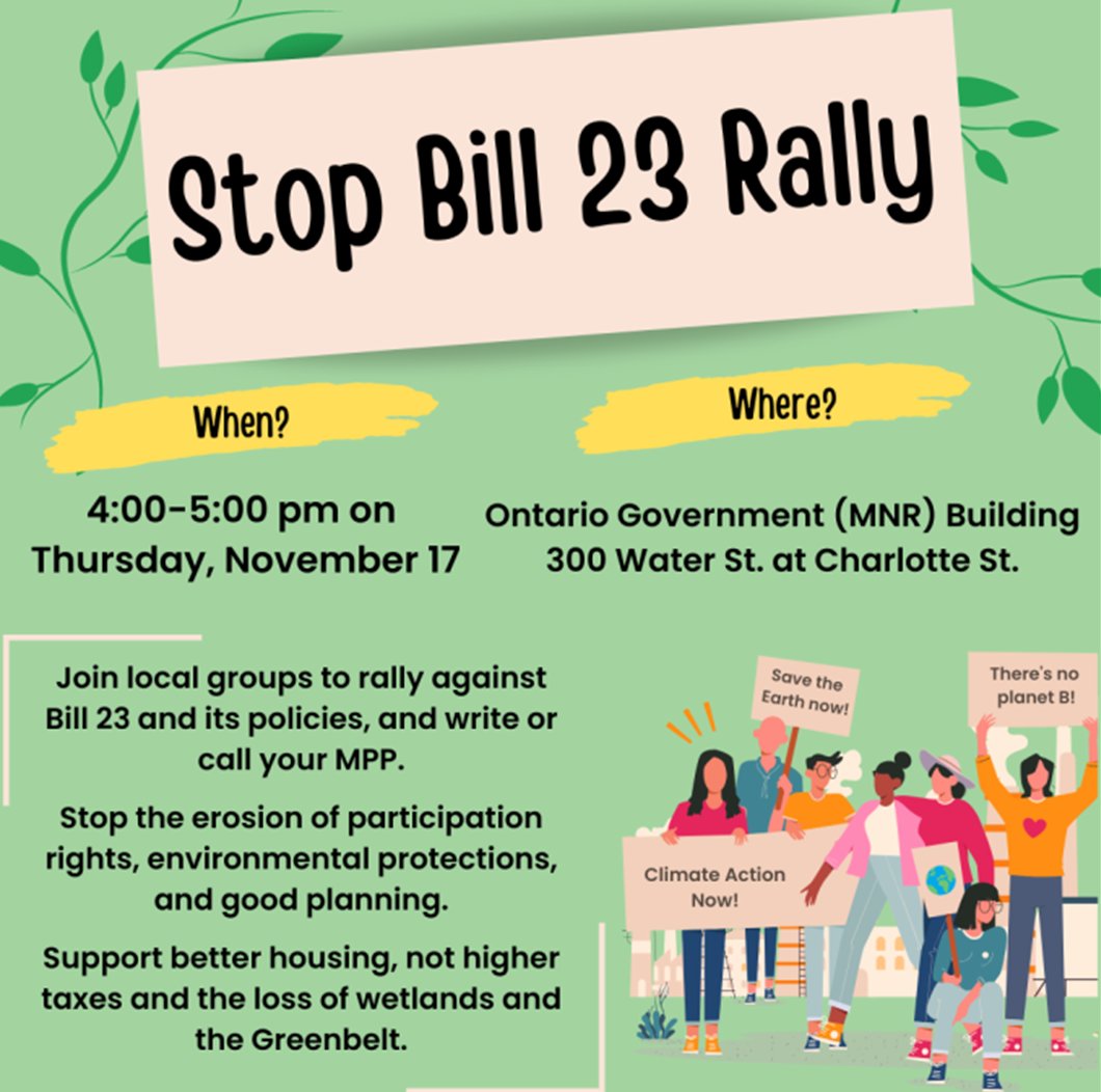 #SaveOntarioWetlands Bill 23 is irresponsible & short sighted. A livable future requires intact functioning ecosystems; wetlands, natural water & terrestrial systems, including the plants and animals  they support. Please attend rallies until @fordnation backs down. #onpoli