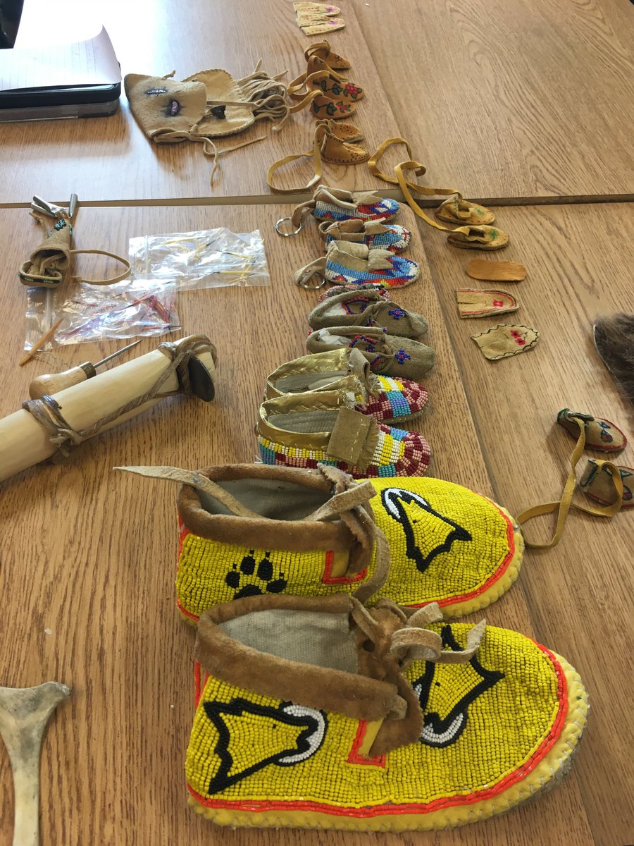 #ROCKYOURMOCS Celebrating rock your Mocs with St.Francis Indigenous studies class. Thank you to Wanda First Rider for her teachings about the buffalo and moccasins. ⁦@prmccallum⁩ ⁦@CCSD_Indigenous⁩ ⁦@IndigenousShala⁩