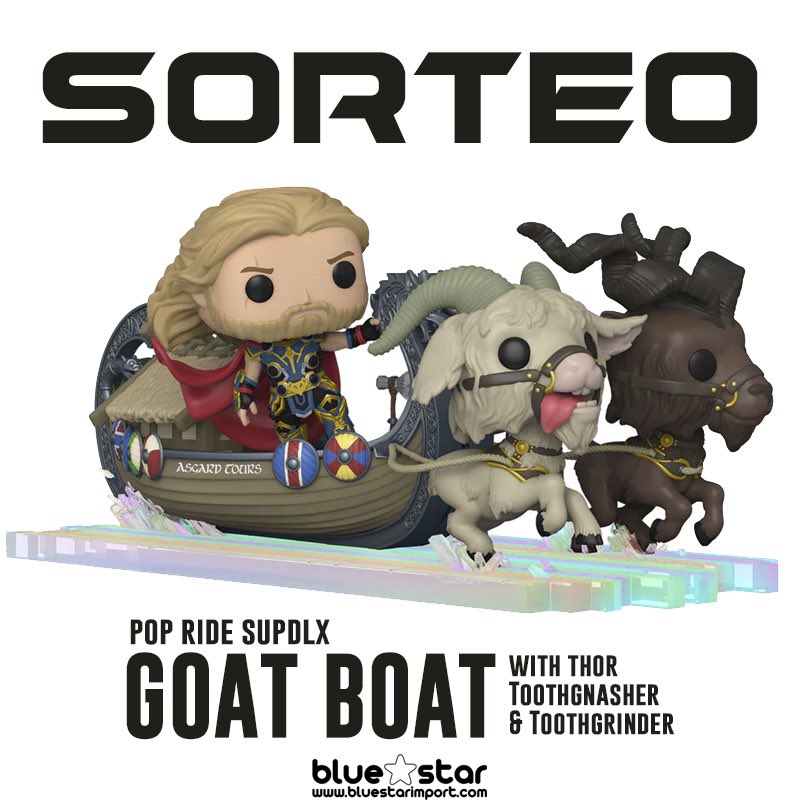 BlueStarImport's tweet image. ✨SORTEO
Sorteamos un Funko POP Ride - Super Deluxe - GOAT BOAT (Thor: Love and Thunder) 

Solo tienes que:
-Seguirnos
-Darle a me gusta y RT -Mencionar al menos a 3 amigos

Finaliza el 21 de Nov. a las 23:59
El 22 de Nov. a lo largo del día anunciaremos al ganador