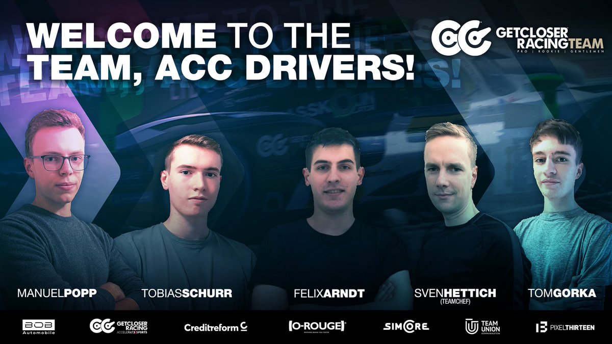 teamgetcloserr1's tweet photo. We are flying to the moon … well, almost! 😜 WELCOME to our new ACC Team, rocket fast and target firmly set to reach the sky! 🚀
GetCloserRacing welcomes Sven Hettich, Felix Arndt, Tobi Schurr, Tom Gorka and Manuel Popp to the petrol head family! 🏎
#getcloserracing #acc https://t.co/EU9QGce4u2