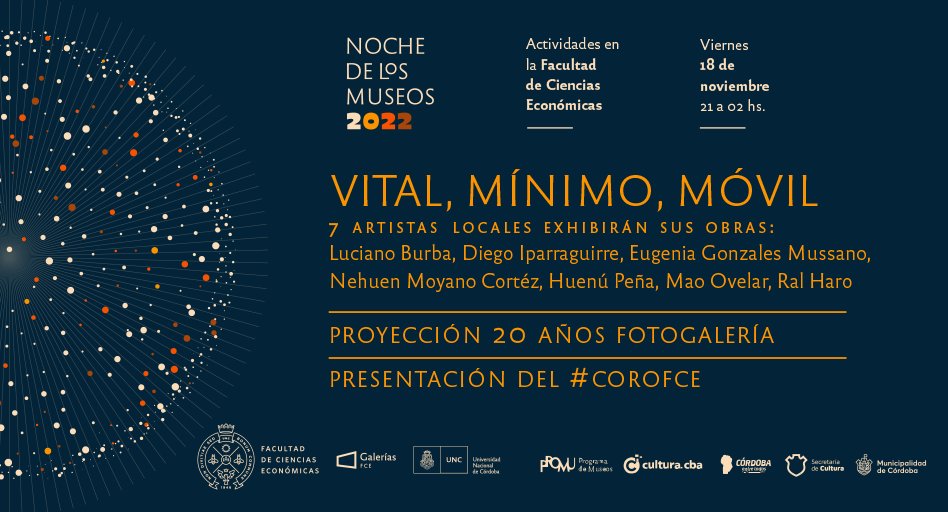 🖼 Vital, mínimo, móvil en la <a href="/nochemuseoscba/">Noche de los Museos Córdoba</a>

🟥 A través de #GaleríasFCE, nuestra Facu invita a recorrer una muestra que refleja los Objetivos para el Desarrollo Sostenible de la Agenda 2030 de <a href="/ONU_es/">Naciones Unidas</a>, a partir de las obras de 7 artistas locales.

➕ bit.ly/NochedelosMuse…