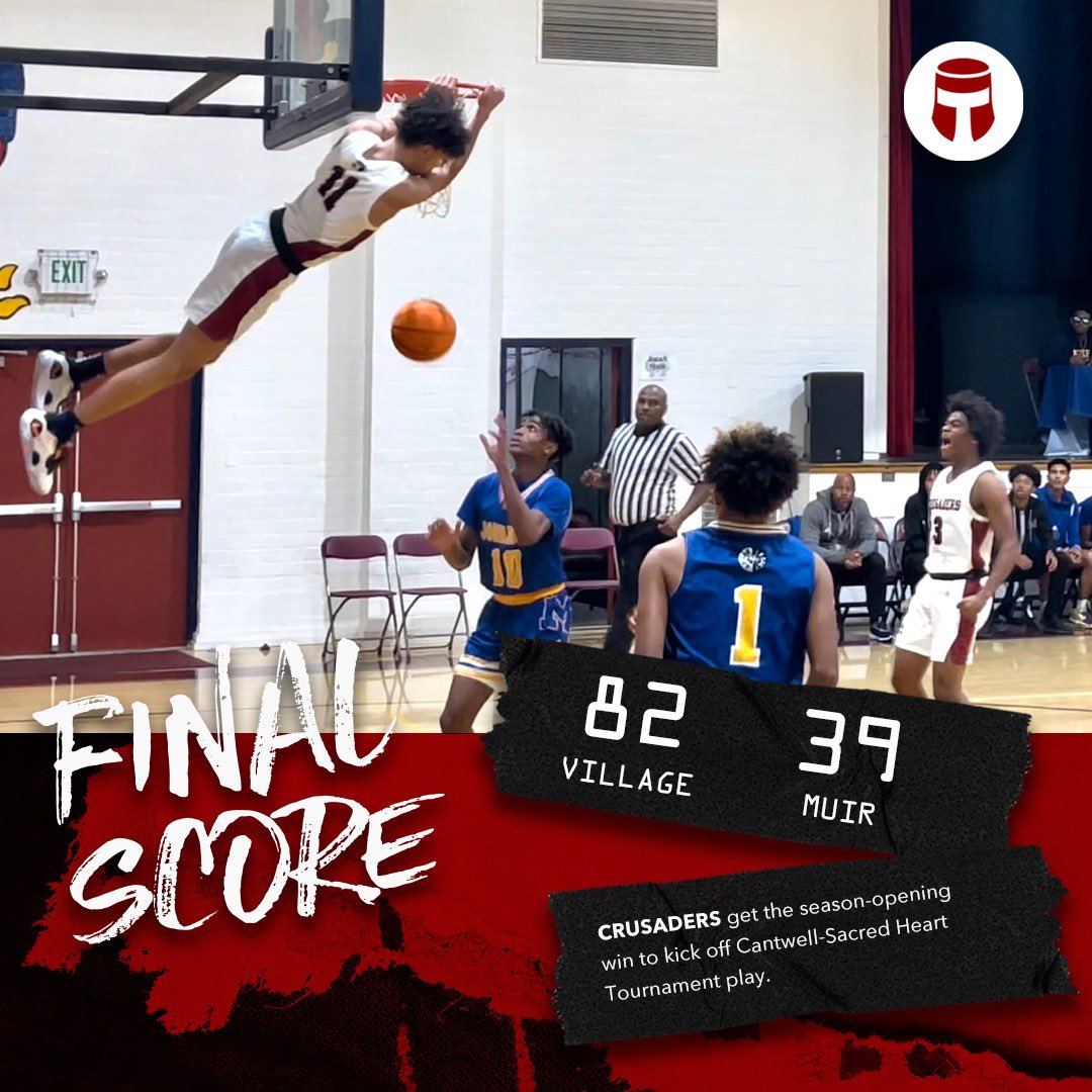 VCS Boys Basketball opened the Cantwell-Sacred Heart Tournament – and its season – with the win over Muir yesterday!

Thomas Luczak 16 pts, 13 rebs
Jaden Karuletwa 11 pts
TJ Lumpkin 10 pts
Dreeon Lewis 9 pts

Crusaders are back in action tomorrow against JW North in the tourney.