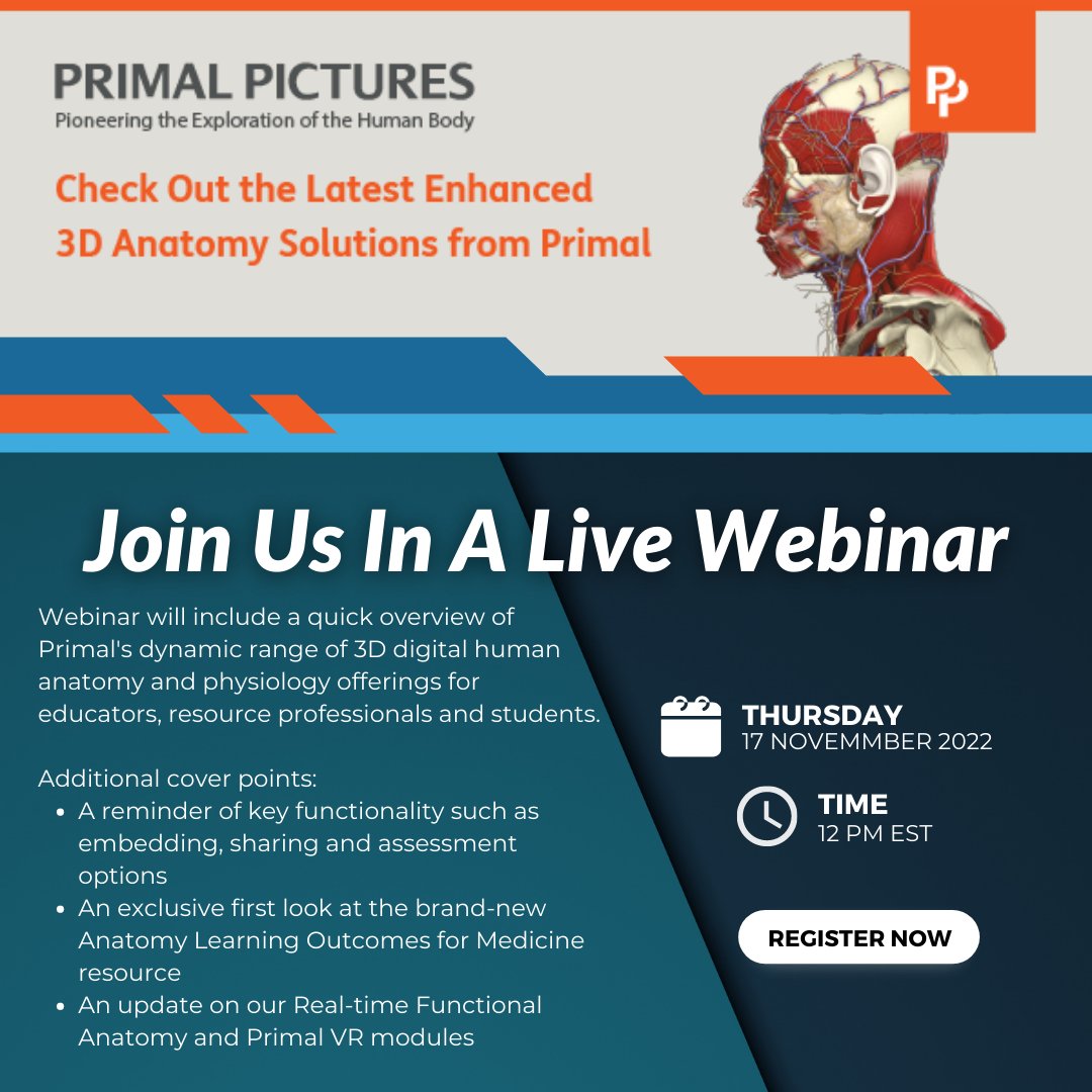 Don't miss out! Register Now!
ow.ly/qlS250LFizu 

~~~~~~~~~~~~~~~~
#PrimalPictures #TDSHealth #Education #LearningTools #Webinar