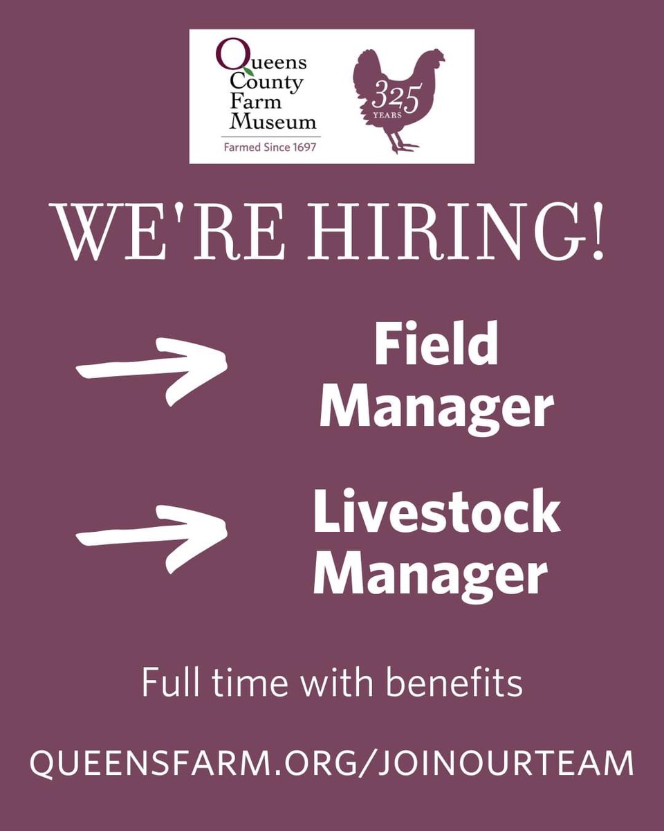 queensfarm's tweet photo. We're looking to fill two roles in the Agriculture Department! 🌱🐔 For details and instructions, visit https://t.co/zjo7SKV1Er |#queensfarm #queenscountyfarmmuseum #urbanfarm #urbanfarming #organicfarming #queens #queensny #queensnyc #nycfarm #farmjob #jobopening #nycjobs https://t.co/KjoUHGPHaO