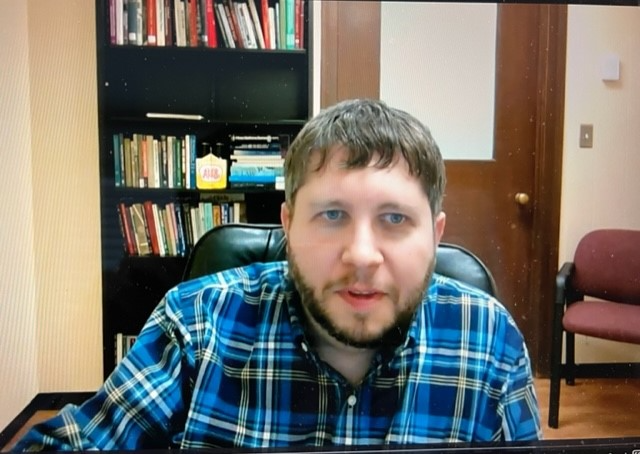COMatBU's tweet photo. A big thanks to @kmobserve, @wku adjunct professor, for joining COM Lecturer Mike Dodge’s government PR class (CM 506) last week for a conversation about the complexities of communicating political polling! https://t.co/Pom926ob9M