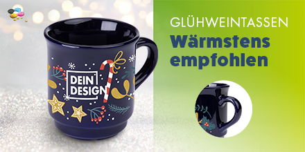 Individuelle Glühweintassen gehören auf jeden #Weihnachtsmarkt! 🎄 Wärmender #Gluehwein, Punsch und Co machen sich auch auf Weihnachtsfeiern gut – besonders aus diesen dunkelblauen Bechern im Wunschdesign: fcld.ly/gluehweintassen! 🌟