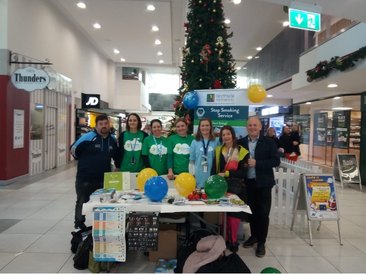 brecush's tweet photo. Members of Dublin North City and County CHO9 smoking cessation and respiratory  integrated care teams are at Northside shopping centre this afternoon to promote #WorldCOPDDay. Stop by to learn more about COPD and supports available @COPDSupportIre @MaeveSorohan @HSECHODNCC https://t.co/IUFpXAUSYL