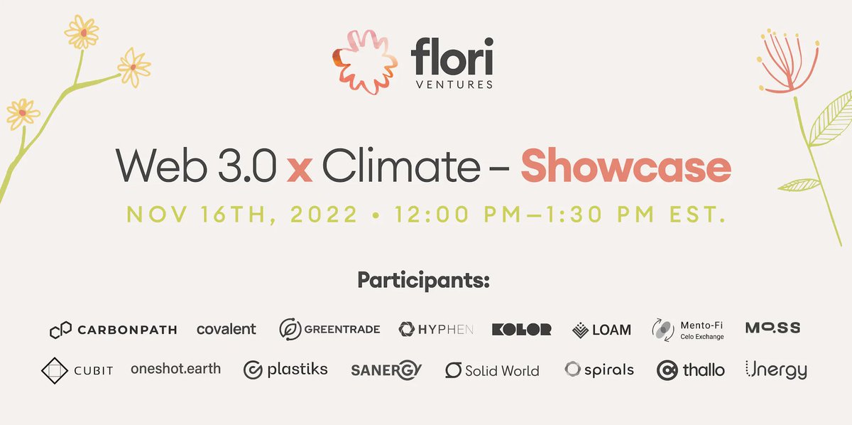 Today we are hosting a demo day in the intersection of web3 and climate. Join us! stonks.com/flori/climate-… <a href="/floriventures/">floriventures</a> <a href="/TBariach/">Tomer Bariach</a> <a href="/annalerner/">Anna Lerner</a>