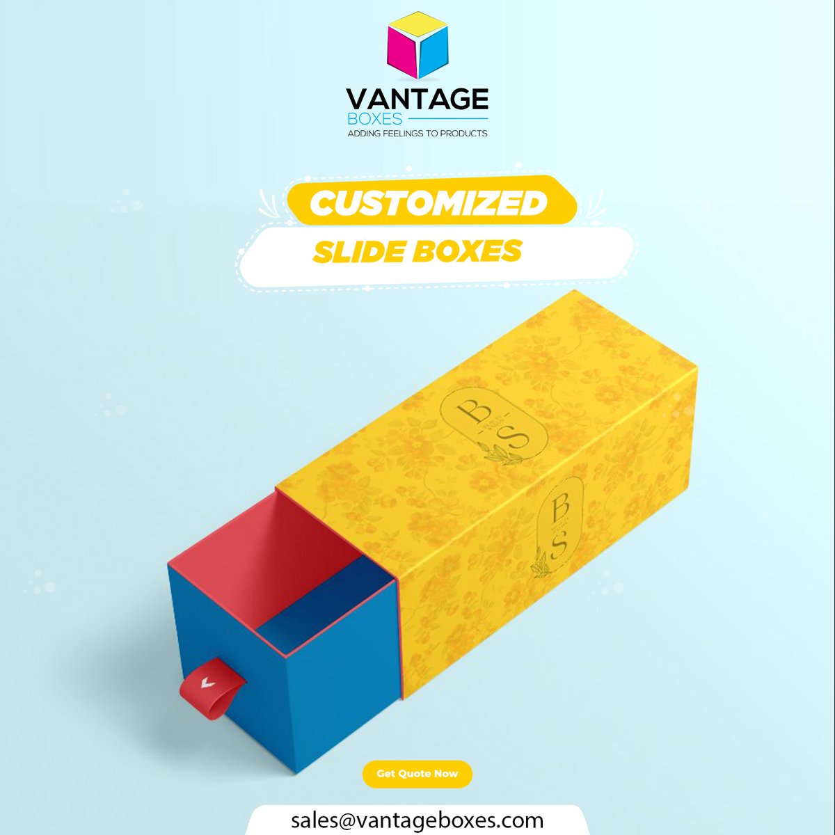 vantageboxes's tweet image. Custom 𝗦𝗹𝗶𝗱𝗲 𝗕𝗼𝘅𝗲𝘀 by 𝗩𝗮𝗻𝘁𝗮𝗴𝗲 𝗕𝗼𝘅𝗲𝘀!
Box Style: 𝗦𝗹𝗶𝗱𝗲 𝗕𝗼𝘅𝗲𝘀
Get a 𝗾𝘂𝗼𝘁𝗲 now! 👇
𝗙𝗿𝗲𝗲 Shipping 🚚
Call 📱: +1-347-416-6616
🛒 Shop Now: vantageboxes.com
#vantageboxes #slideboxes #customboxes #packaging