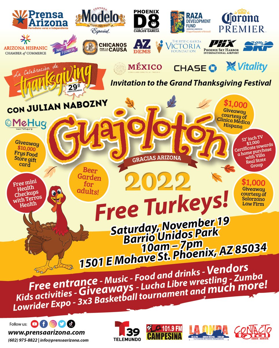 azhcc's tweet photo. Mark your calendars for FREE turkeys and so much more at the 29th Annual Thanksgiving celebration this Saturday!🦃🎟️ https://t.co/GwHSQiOd5f
