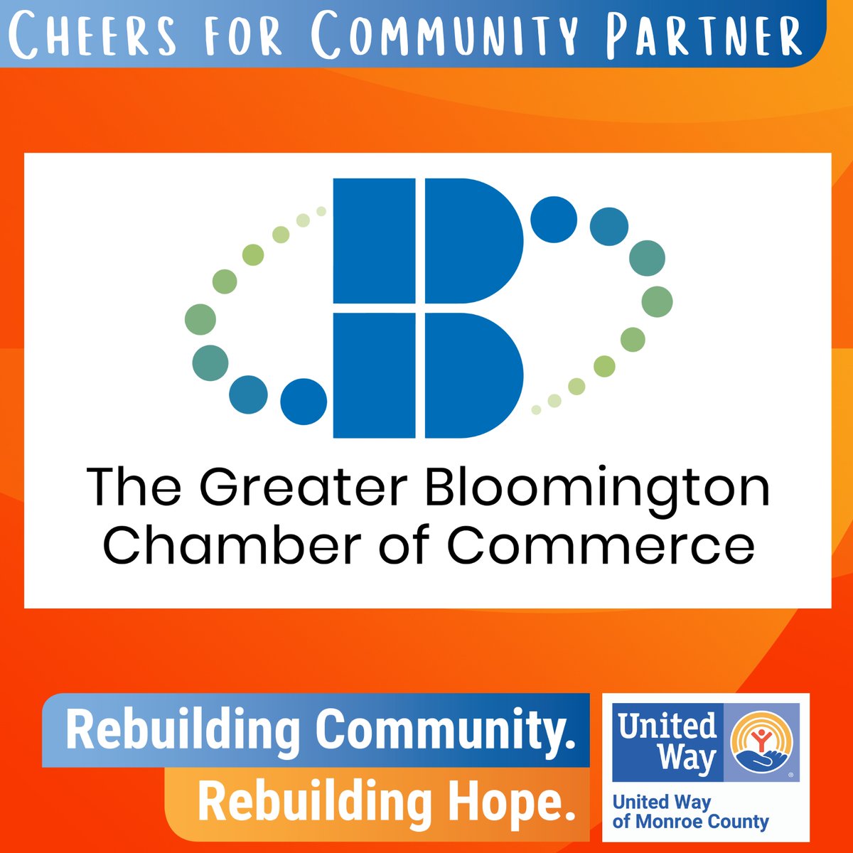 Appreciation to our friends at the <a href="/ChamberBloom/">The Greater Bloomington Chamber of Commerce</a> for launching their United Way fund drive! 

#RebuildCommunity #RebuildHope #LiftUpNeighbors