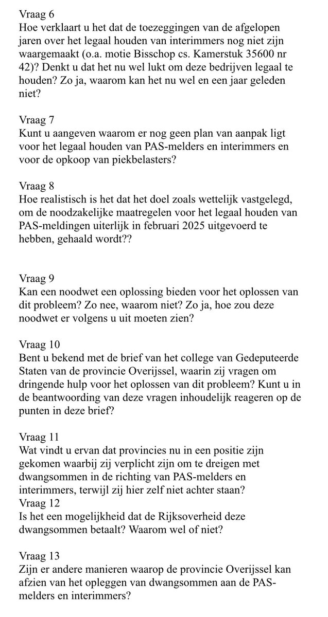 Wat iedereen al jaren vreesde, lijkt nu te gaan gebeuren. Het kabinet moet nu heel snel de toezegging nakomen dat er een oplossing komt voor boeren die te maken hebben met de schrijnende situatie rondom PAS-melders. 

Zie hier mijn vragen samen met <a href="/ThomvCampen/">Thom van Campen</a> aan de minister.👇🏻