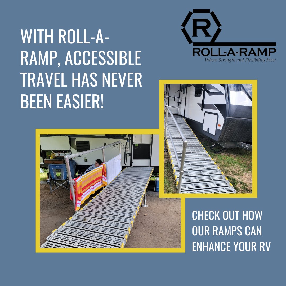 rollaramp's tweet photo. Whether you're looking for a short term or permanent ramp, Roll-A-Ramp can provide the accessibility solution that you need! Our ramps are lightweight, sturdy, and easy to transport, making them perfect for RV use! #rollaramp #accessibility #wheelchairramp https://t.co/UzCFCyDP0c