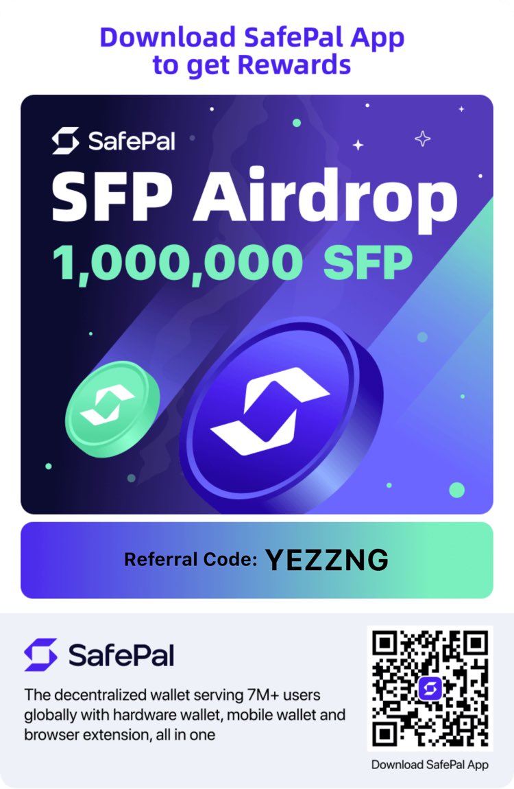 angelarcrypto's tweet photo. 🎁 BIG airdrop Safepal 🎁
    Pool 1.000.000 SFP

✅ Condition : hold $100 stablecoin
👉 Code invite: YEZZNG https://t.co/1JjqIR2Xnz