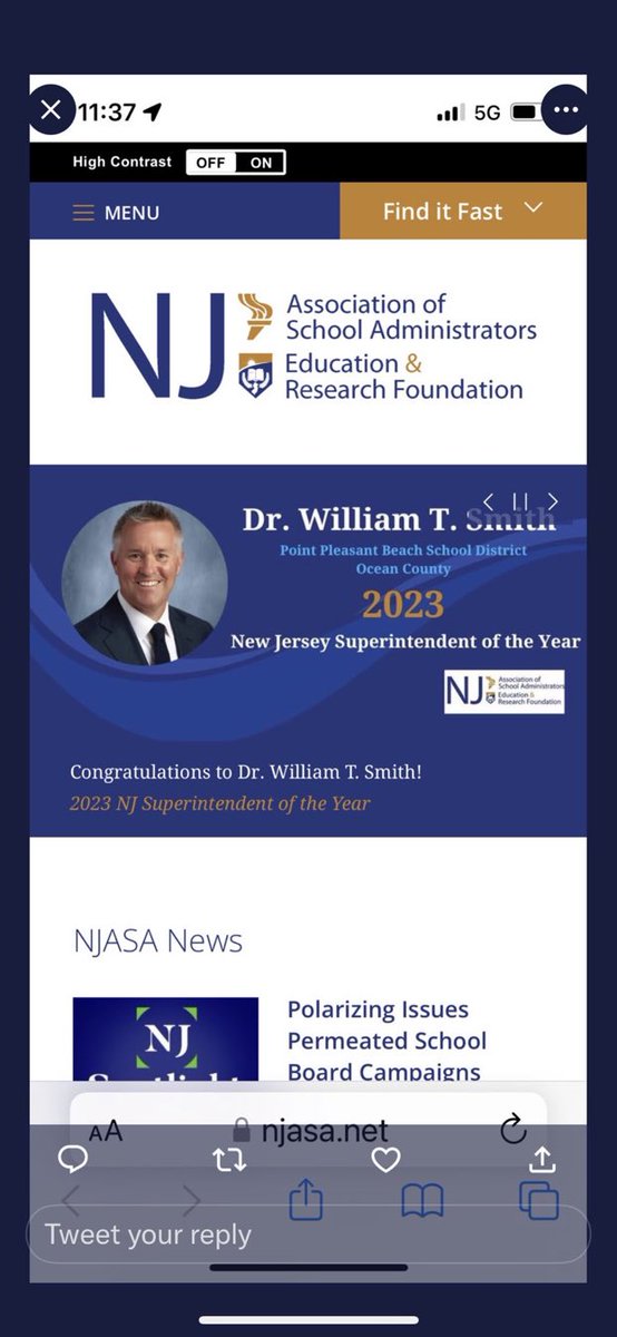 DrGeorge_MU's tweet photo. Congratulations Dr. Will Smith @ptbeachsuper New Jersey Superiendent of the Year @OCNJSupers #OCNJSups @MUSOEleadership @MUschoolofEduca #MUEdD https://t.co/VKRTZBnO5J