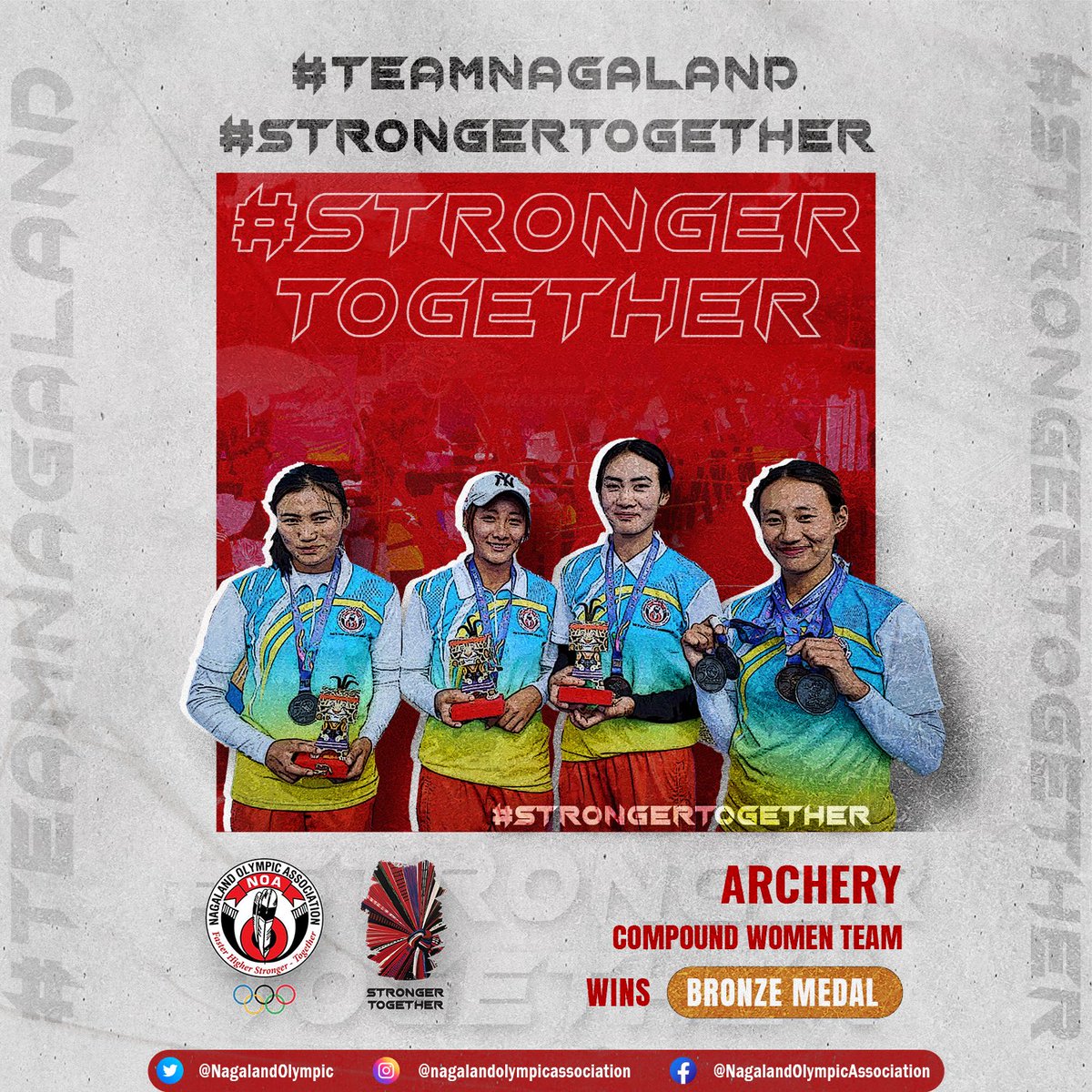 NagalandOlympic's tweet photo. Archery 🏹 Compound Women Team
Bronze 🥉
.
CONGRATULATIONS  TEAM NAGALAND🎉 
#teamNagaland
Date: 16th November, 2022
.
#NorthEastOlympicGames2022
#strongertogether #archery
#nagalandassociation #2022 #athletes #sports #nagaland #olympic #instagram #facebook #twitter #meghalaya https://t.co/rJVQfZRhvV