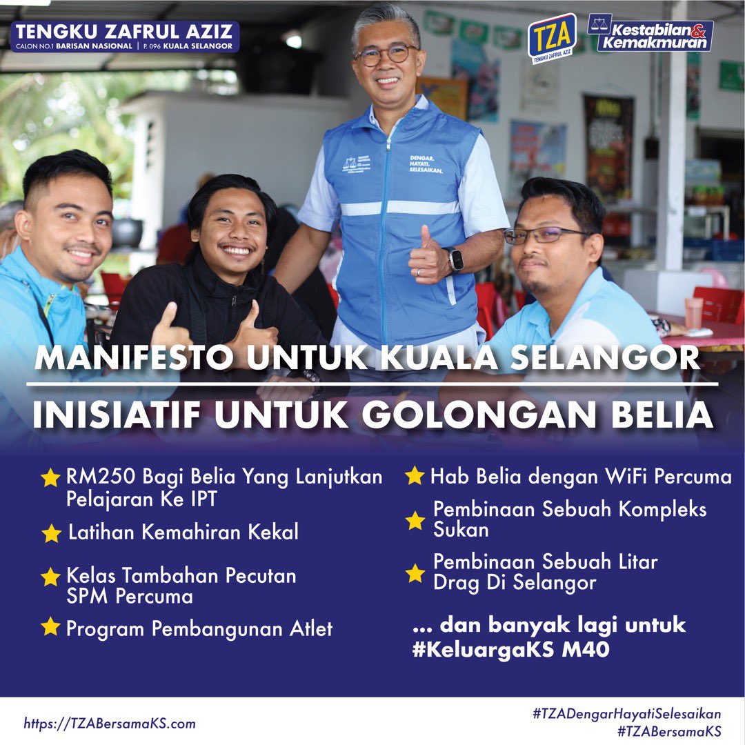 tzafrul_aziz's tweet photo. Suara belia Kuala Selangor juga senang saya dengari, kerana ianya straight to the point dan tidak berlapik. 

Setelah berpuluh sesi dengan pelbagai komuniti belia, jika diberikan mandat, saya sedia untuk melaksanakan inisiatif-inisiatif yang akan memperkasakan belia 👇🏼 https://t.co/MrYlEHUD2l