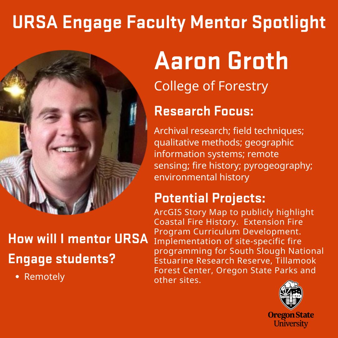 ugr_osu's tweet image. We are excited to announce that we will be opening up URSA Engage to all students who have not had their first research experience, no matter what year. Here are a few spotlights for a few pretty awesome mentors that are still looking for URSA Engage researchers. Link in our bio!