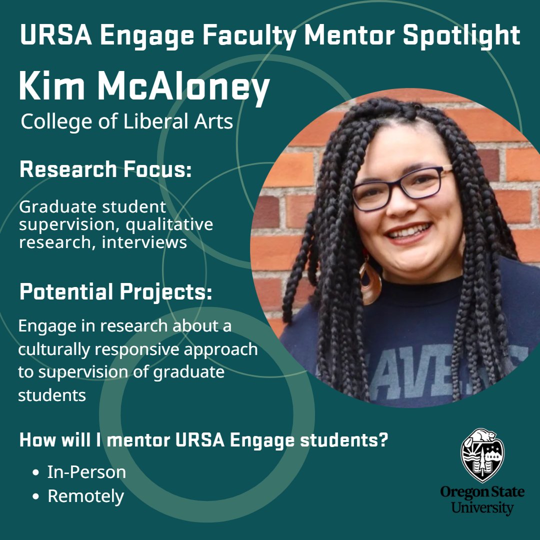 ugr_osu's tweet image. We are excited to announce that we will be opening up URSA Engage to all students who have not had their first research experience, no matter what year. Here are a few spotlights for a few pretty awesome mentors that are still looking for URSA Engage researchers. Link in our bio!