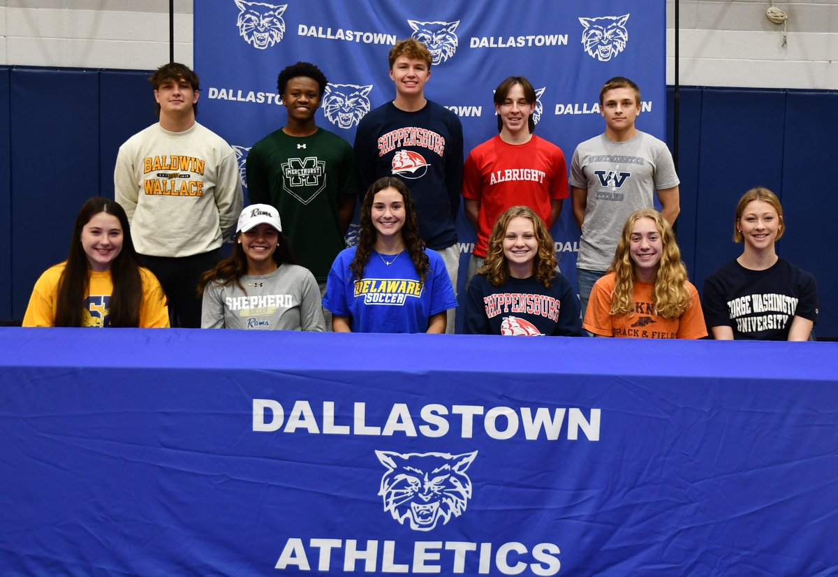 Congratulations to the following student athletes who have signed to play at the Collegiate level next year! 
Conner Barto- Base-Ship, Ellie Bailey–FH–Ship, Gabby Fowler–SB–Coppin State, Caleb Fox–BLax –Baldwin Wallace, Kailey Granger–XC/T&amp;F–Bucknell, Maggie Groh–GSoc-Delaware