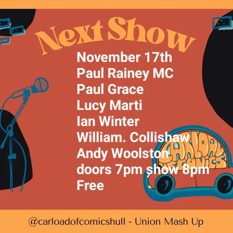 Tomorrow 🤣doors 7pm show 8pm We have 2 acts from best of Ull Comedy Festival 2 acts from best of Lincoln and our own Ian Winter in the middle with our lovable Paul Rainey the resident MC And it's FREE with a no arms up the back bucket collection for @andysmanclubHU @bbcburnsy