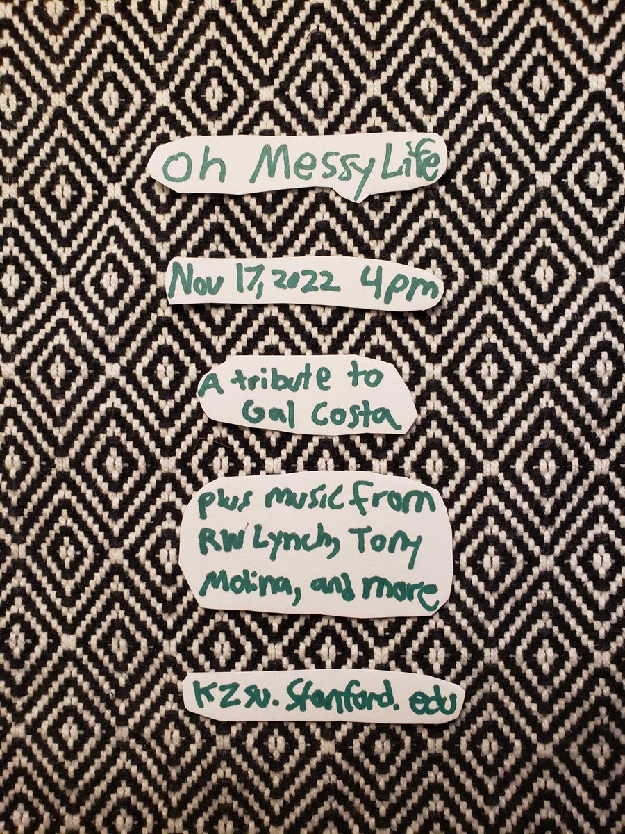smurph415's tweet photo. Oh Messy Life
November 17, 2022 4pm PT
A tribute to Gal Costa
plus music from RW Lynch,
Tony Molina, and more
https://t.co/avJCVwRNwf https://t.co/fwOkoq1Pmd