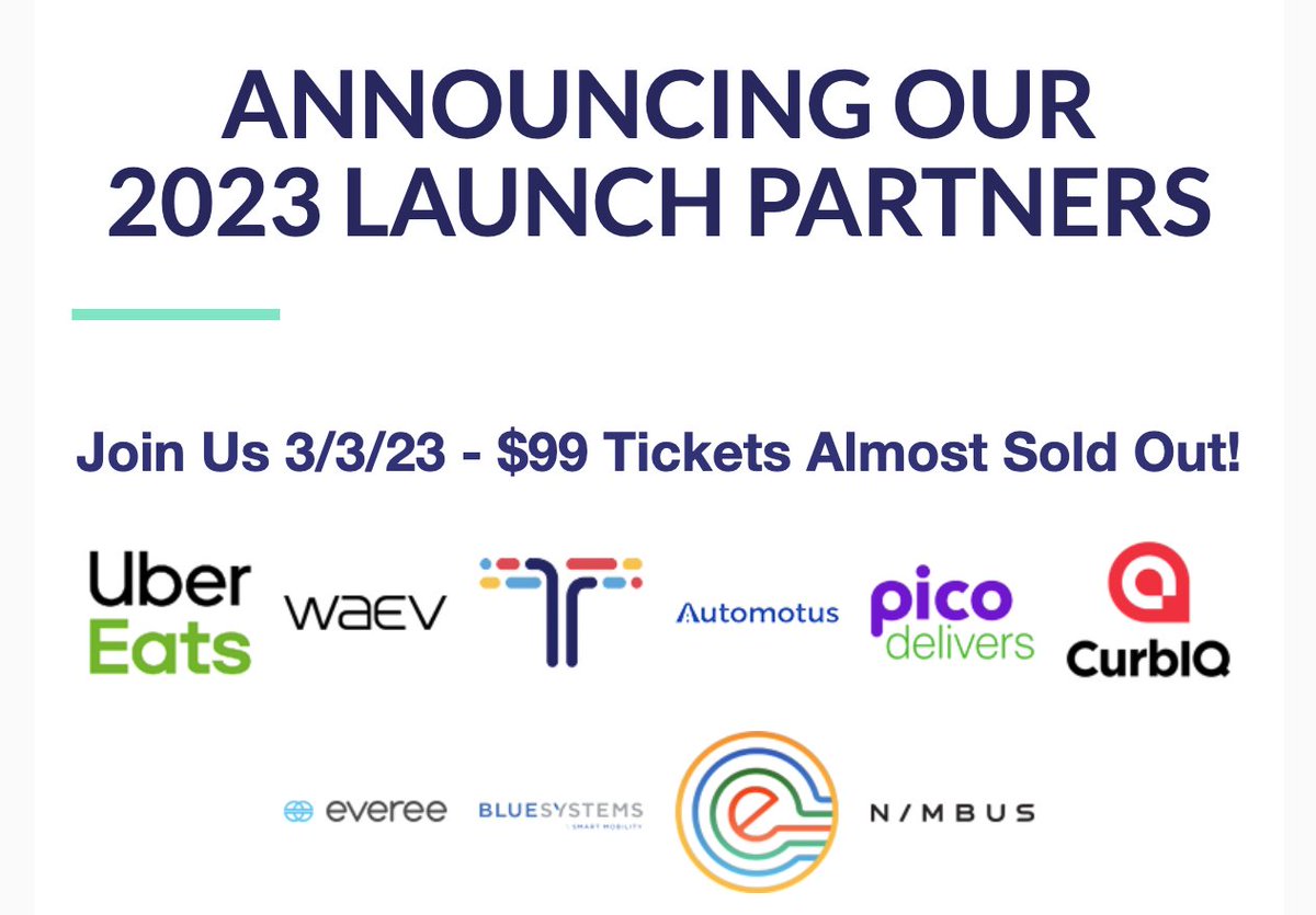 Excited to announce our <a href="/CurbivoreNews/">Curbivore</a> launch partners! Thanks to <a href="/UberEats/">Uber Eats</a>, <a href="/automotus_inc/">Automotus</a>, Waev, <a href="/Tranzito1/">Tranzito</a>, <a href="/PicoDelivers/">Pico Delivers</a>, <a href="/EvereePay/">Everee</a>, <a href="/CurbIQ/">CurbIQ, An Arcadis Solution</a>, <a href="/BlueSystemsTZ/">BlueSystems</a>,@itselectric_co, and Nimbus for partnering with us.
