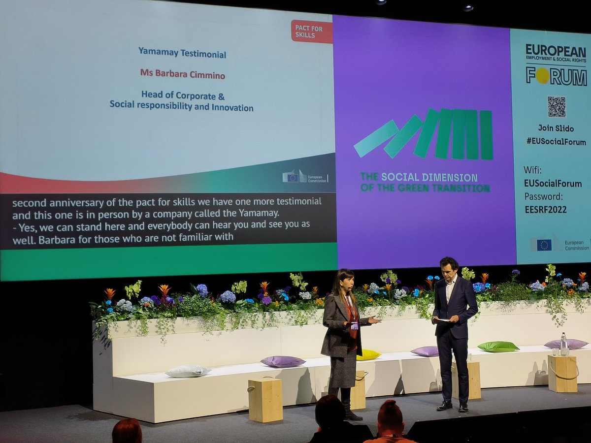 euratex_eu's tweet image. EURATEX Board Member, 
@Barbara
 Cimmino, talking about the Pack for Skills, YamApp and sustainability at the European Employment and Social Rights Forum and visiting Brussels today. 

#textileskills&amp;amp;innovation 
@EU_Social