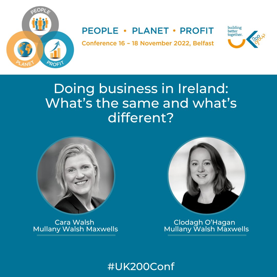 uk200group's tweet photo. A great presentation from Cara Walsh &amp; Clodagh O’Hagan of Mullany Walsh Maxwells Solicitors @MullanyWalsh , whose presentation on doing business in Ireland covered topics including - Getting started (company formation), people (employment law) and property
 #UK200Conf https://t.co/ZSpgyR6YDf