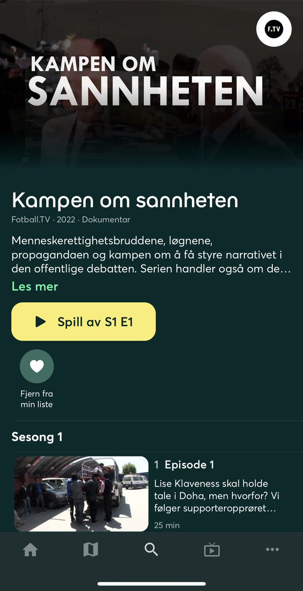 Da er alle tre episodene av Kampen om Sannheten ute på RiksTV og Strim. Dokumentarserien laget av <a href="/frodelia/">Frode Lia</a>, <a href="/hanskalla/">Thomas Aune</a>, <a href="/aselliaas/">Andreas Selliaas</a>, @aleksanderschau og <a href="/fotballteve/">Fotball.TV</a>. Veldig kult å være med å bidra på et så viktig prosjekt, og håper mange ser den, enten hos oss eller <a href="/fotballteve/">Fotball.TV</a>