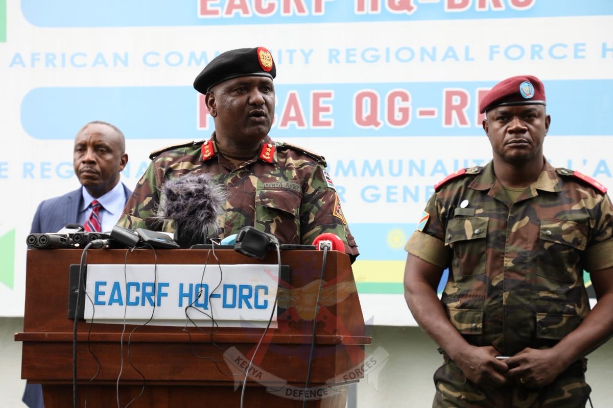 kdfinfo's tweet photo. The Force Commander for the East African Community Regional Force (EACRF), Major General Jeff Nyagah, has called upon the armed groups in the eastern Democratic Republic of Congo (DRC) to cease hostilities against the population. 

https://t.co/cHMRpttiKq https://t.co/7NicQY9TgC