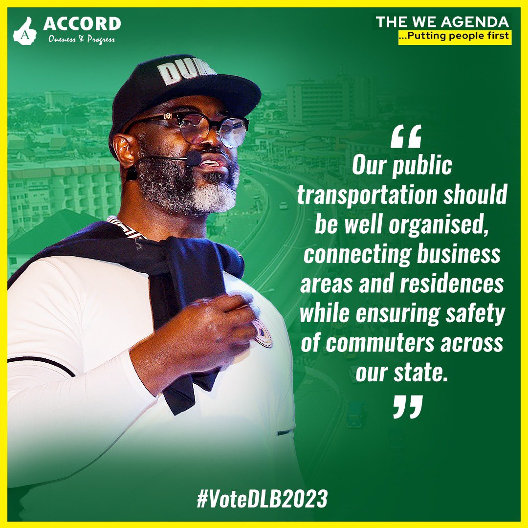 With good transport systems, our people can pursue careers and business opportunities more effectively, the job of the state government is to help the people achieve their goals.

#Dumowilldomore
#SupportDumoLuluBriggs
#VoteDumoLuluBriggsforGovernor
#RiversState2023
#Accord