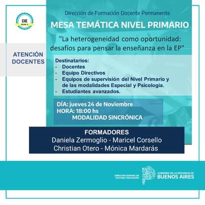 CIIECasares's tweet photo. 📣📣📣Atención docentes de Nivel Primario
 24/11/22, 18:30hs. Propuesta  virtual para Docentes, Equipos directivos, Equipos de supervisión del Nivel Primario y de las modalidades Especial y Psicologia y Estudiantes avanzados
Link de Inscripción 
:https://t.co/x7kEs1kCgb https://t.co/RDajgZHm1H