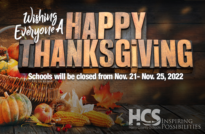 Schools will be closed for Thanksgiving Break from November 21-25. Have a safe and happy break, Seahawks!