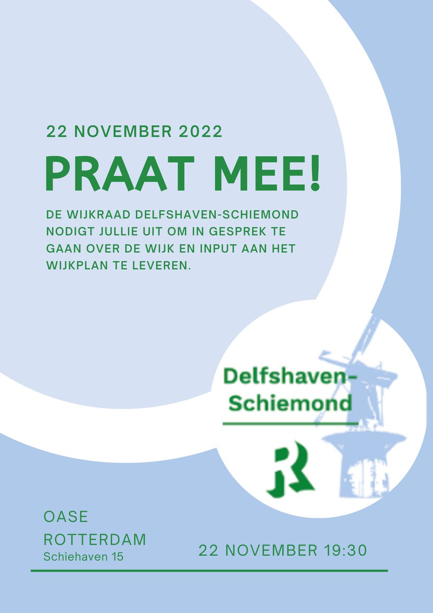 WR_Delfs_Schiem's tweet photo. De wijkraad delfshaven-schiemond nodigt jullie uit om in gesprek te gaan over de wijk en input aan het wijkplan te leveren. https://t.co/KGKt5lCKiA