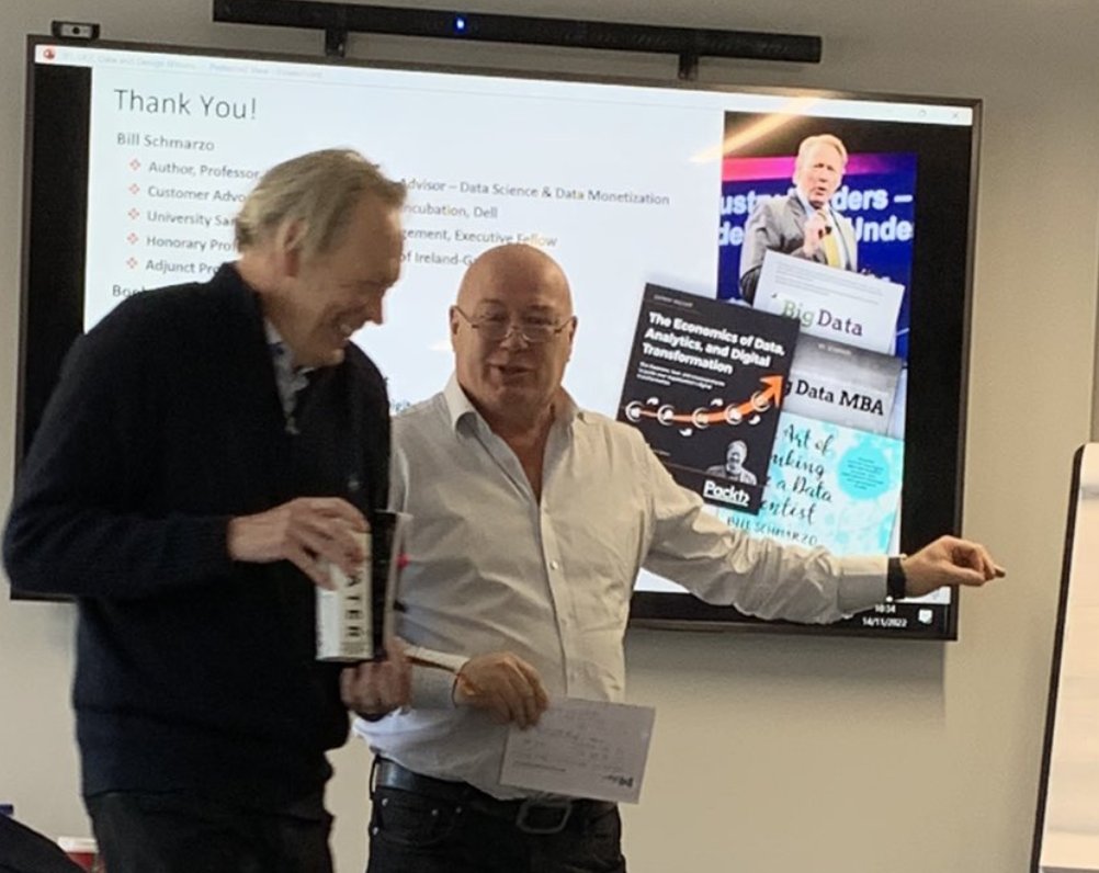 Tony Moroney (@betamoroney) on Twitter photo On Monday I had the great privilege of spending a day with the Dean of Big Data - Bill @Schmarzo at the <a href="/DTLabUCC/">Digital Transformation Lab</a> event in <a href="/UCC/">UCC Ireland</a>.
#DataScience #designthinking <a href="/paidioreilly/">Paidi O'Reilly</a> <a href="/Shi4Tech/">💙 #TechForGood 💙</a> @EvaSmartAI <a href="/Khulood_Almani/">Dr. Khulood Almani | د.خلود المانع</a> <a href="/sonu_monika/">Dr. Monika Sonu I Founder Healthinnovationtoolbox</a> <a href="/mikeflache/">Mike Flache</a> <a href="/bimedotcom/">BusinessIntelligence</a> <a href="/enilev/">Eveline Ruehlin</a> <a href="/AkwyZ/">Antonio Vieira Santos</a> <a href="/sallyeaves/">Sen. Sally Eaves</a> On Monday I had the great privilege of spending a day with the Dean of Big Data - Bill @Schmarzo at the <a href="/DTLabUCC/">Digital Transformation Lab</a> event in <a href="/UCC/">UCC Ireland</a>.
#DataScience #designthinking <a href="/paidioreilly/">Paidi O'Reilly</a> <a href="/Shi4Tech/">💙 #TechForGood 💙</a> @EvaSmartAI <a href="/Khulood_Almani/">Dr. Khulood Almani | د.خلود المانع</a> <a href="/sonu_monika/">Dr. Monika Sonu I Founder Healthinnovationtoolbox</a> <a href="/mikeflache/">Mike Flache</a> <a href="/bimedotcom/">BusinessIntelligence</a> <a href="/enilev/">Eveline Ruehlin</a> <a href="/AkwyZ/">Antonio Vieira Santos</a> <a href="/sallyeaves/">Sen. Sally Eaves</a>