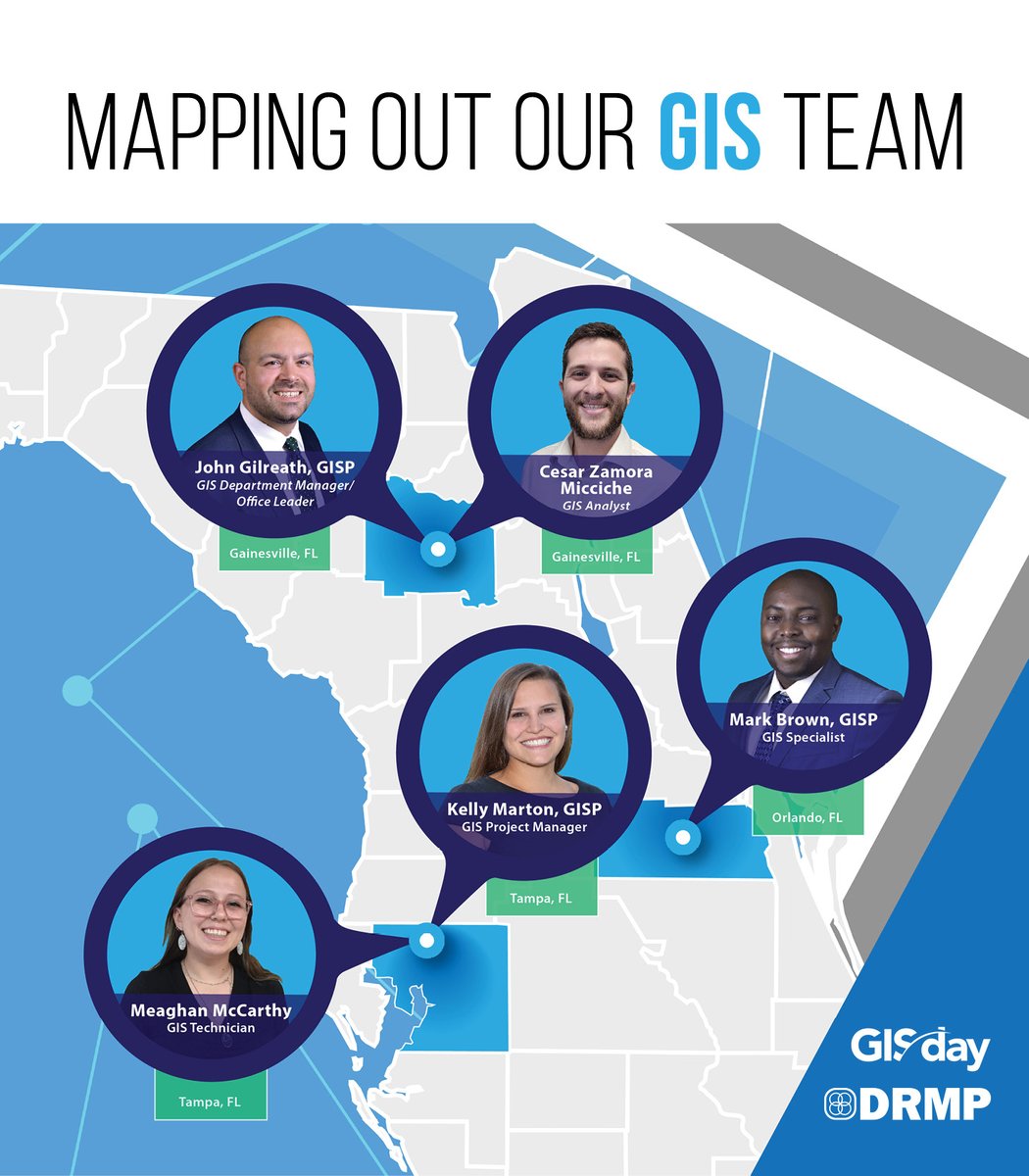 DRMPInc's tweet photo. Have you ever wondered—what exactly is GIS? Our GIS professionals are ready to map it out for you! To celebrate this year’s #GISDay, our talented experts are sharing insights into what they enjoy most about the service and need-to-know information. #DRMPDifference #BuildWithDRMP https://t.co/ECiOv65quN