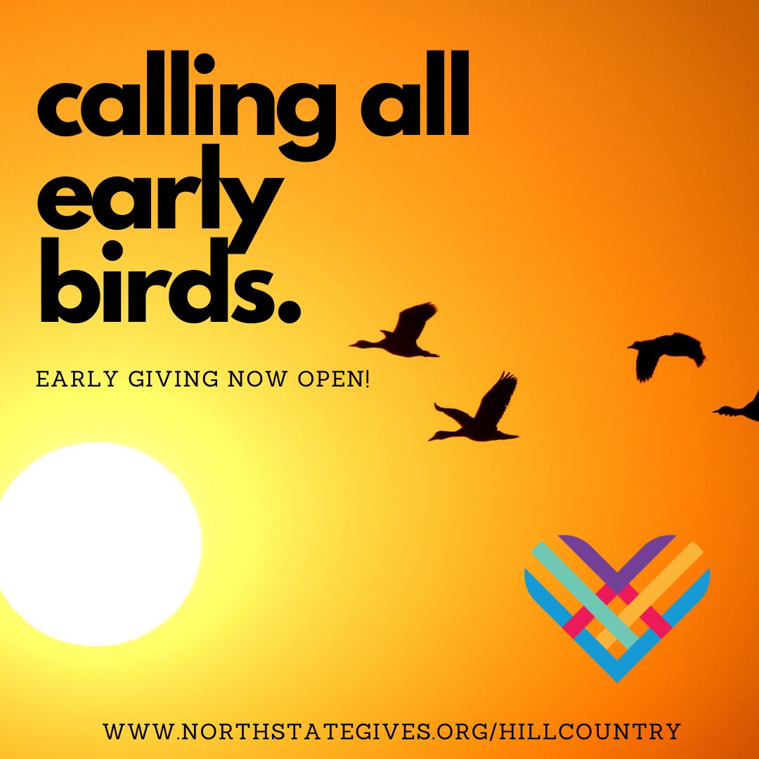 Looking for our very first EARLY DONOR! Could that be you??northstategives.org/hillcountry