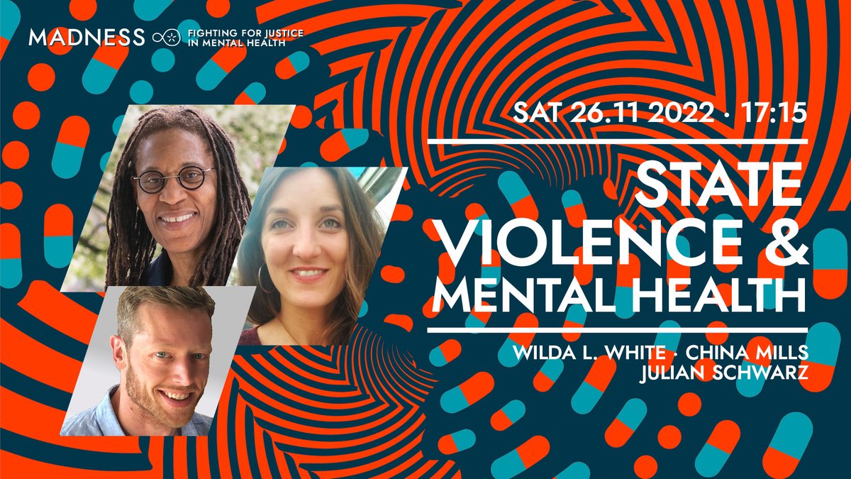 In the keynote "State Violence and Mental Health" <a href="/wildalwhite/">Wilda L. White</a> &amp; <a href="/chinatmills/">china mills (she/her)</a>, moderated by <a href="/_JulianSchwarz/">Julian Schwarz</a> will address State and Corporate violence as root causes of mental distress.

#Madness conference (November 25-27, Berlin &amp; Streaming). Get Tickets: bit.ly/DNL28